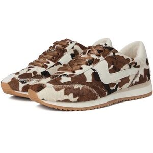 Dolce Vita Brown and White Cow-Print Sneakers